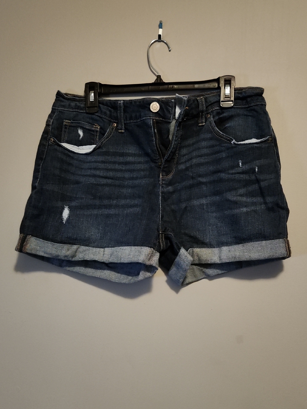 Time and Tru Dark Wash Rolled Cuff Denim Shorts